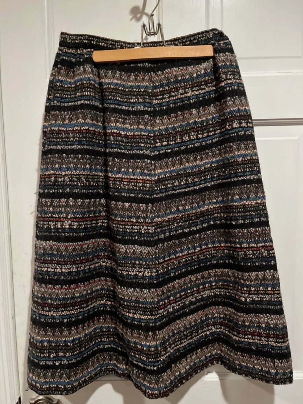 Vintage Jaeger London Tweed Wool Skirt 1970s Size 10(6?) A-Line Multi-Colored
